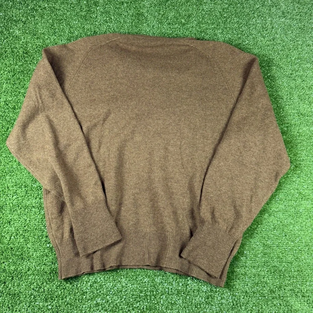 Alan Paine Stewart Brown V-Neck Sweater Mens 44 Pure Lambswool Made in England
